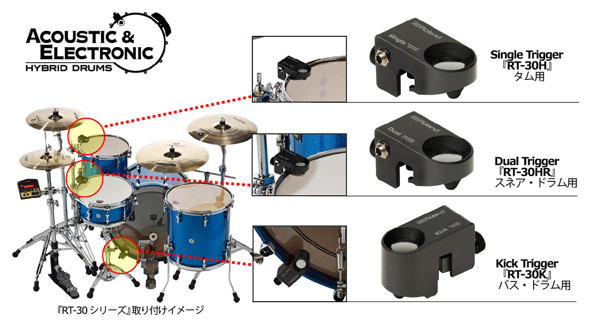 Roland RT-30HR ローランド アコースティック ドラム トリガー - 器材